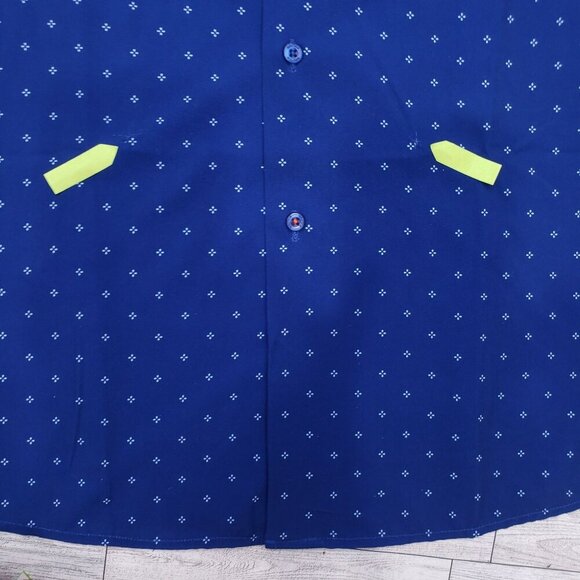 Nautica Performance Dress Shirt SS Blue Geo Stretch Cooling Mens XXL NWT Flaw - Picture 10 of 10